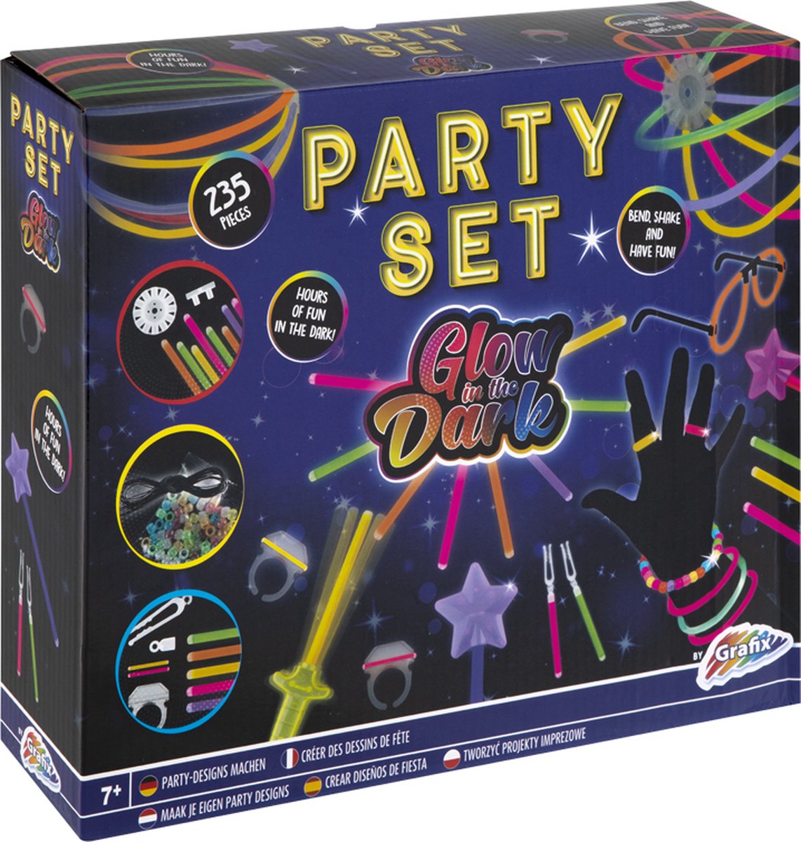 Grafix 235st Glow in the Dark Party Sticks Set | Neon breekstaafjes glowsticks | Feest versiering | Verjaardag versiering | Maak je eigen feest designs